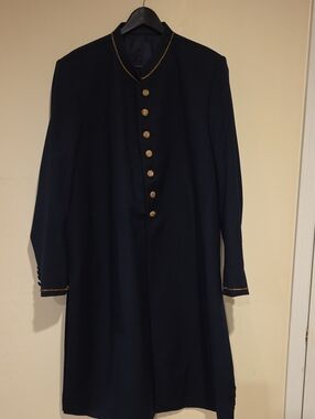 NEW PORTIA MAN Sherwani Coat Black Gold Trim and Buttons Pakistani XL